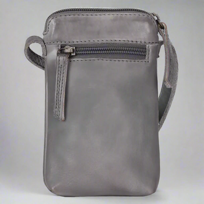 Sac bandoulière en cuir petite taille MET | Sac compact pour téléphone avec poches avant et arrière