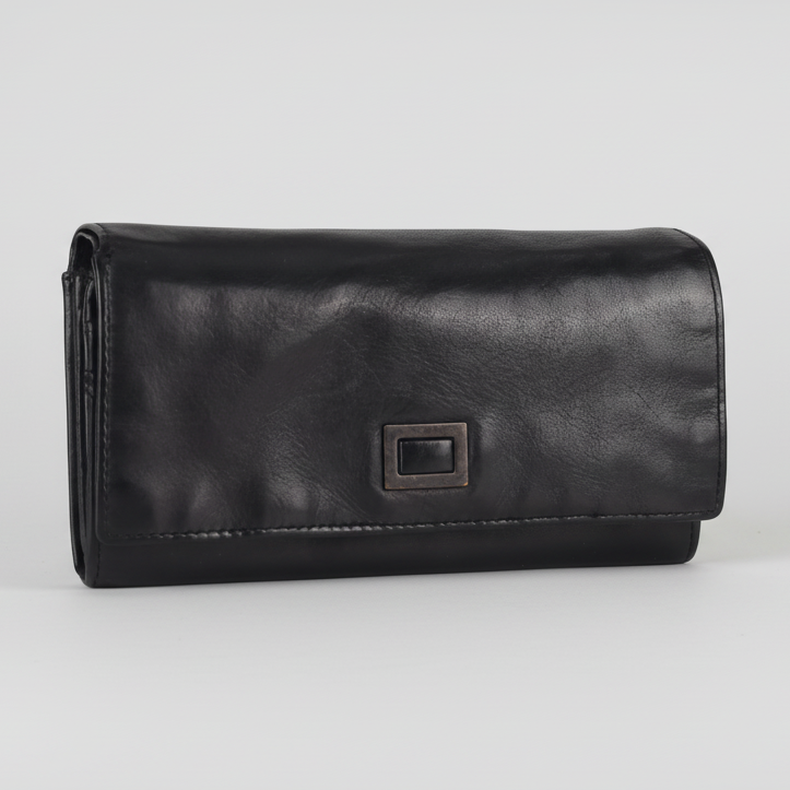 Portefeuille en cuir carré à patte MET pour femme