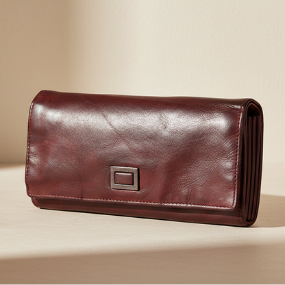 Portefeuille en cuir carré à patte MET pour femme