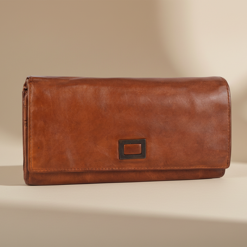 Portefeuille en cuir carré à patte MET pour femme