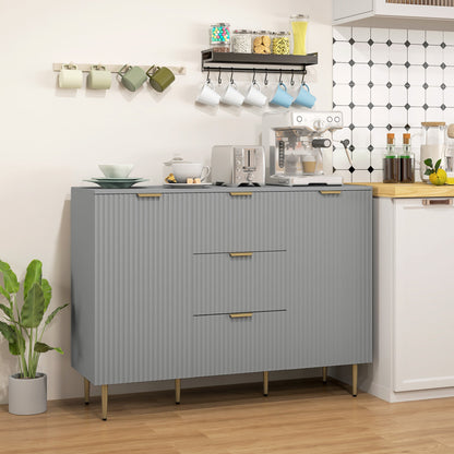 Buffet de cuisine moderne/Meuble d'entrée Ellis avec 3 tiroirs - Gris