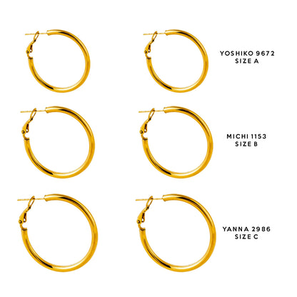 YOSHIKO: Mid-Width Essential Hoop Earrings Gold Size A (2 cm)