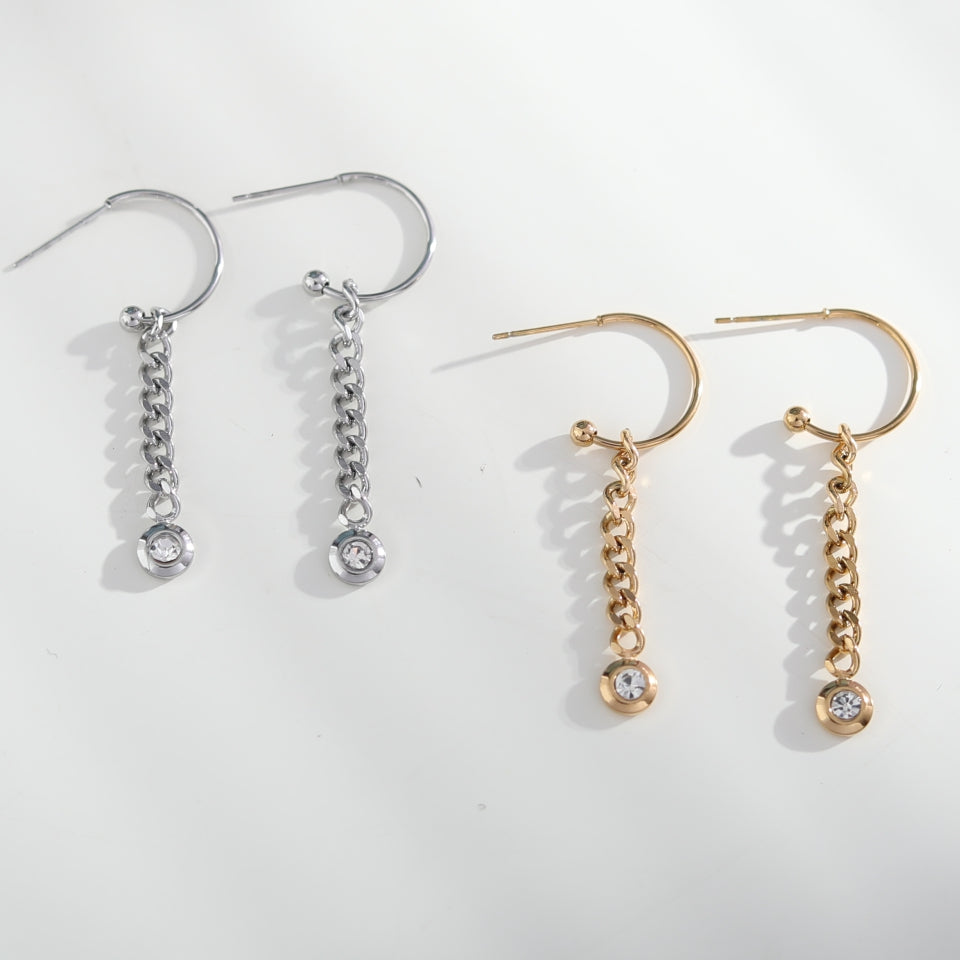 ZENDA Cuban Link Chain Drop Earrings