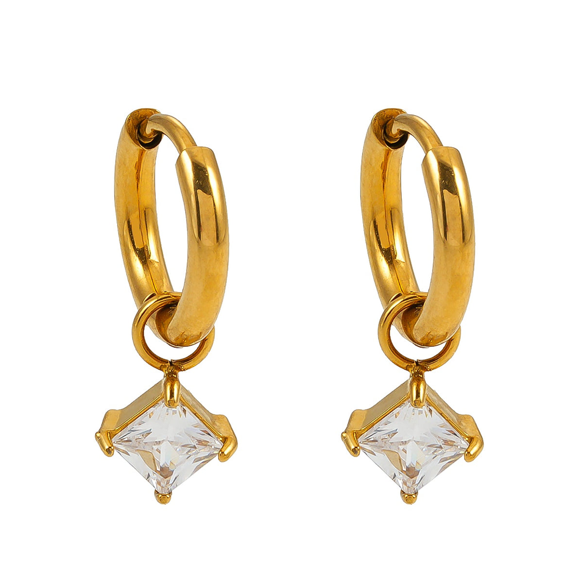 Créoles d'inspiration vintage MORANDI Gold avec breloques amovibles en moissanite