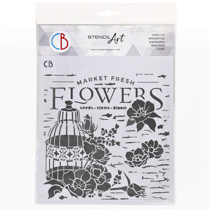 Ciao Bella Pochoir Texturé 20x20 cm Fleurs Fraîches du Marché