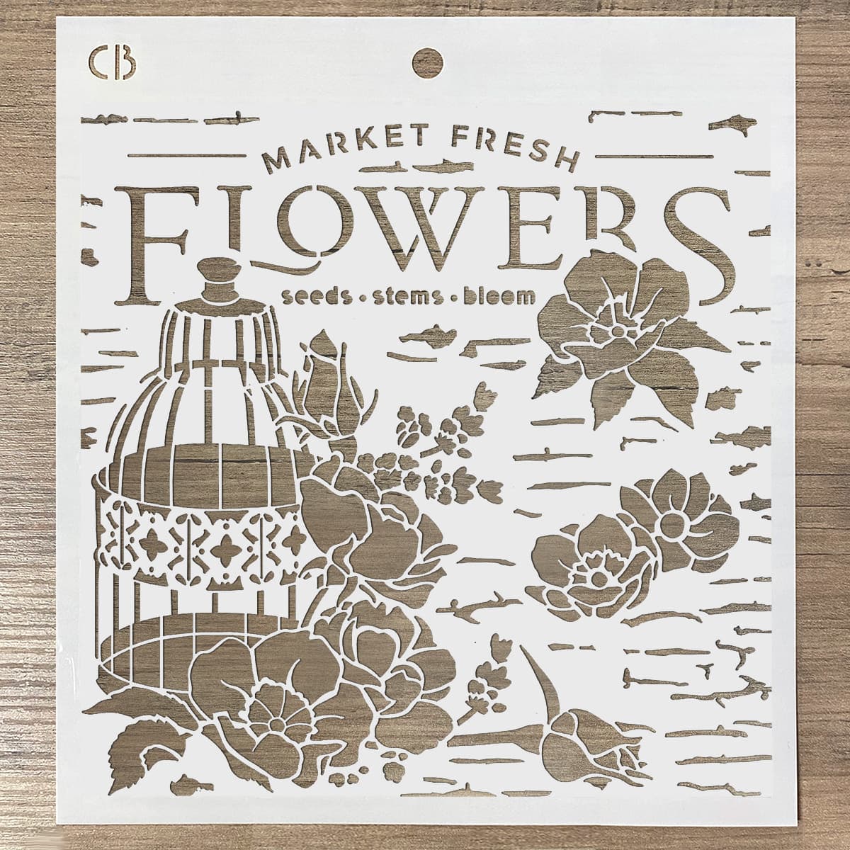 Ciao Bella Pochoir Texturé 20x20 cm Fleurs Fraîches du Marché