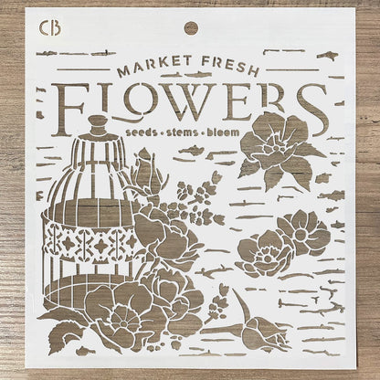 Ciao Bella Pochoir Texturé 20x20 cm Fleurs Fraîches du Marché