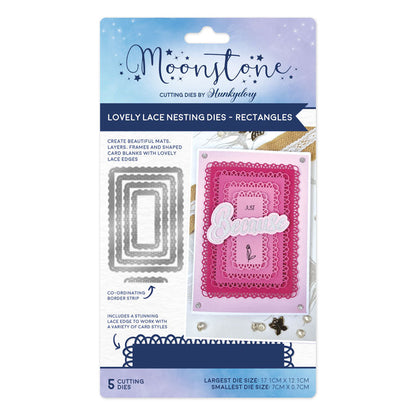 Moonstone Dies - Matrices de découpe emboîtables Lovely Lace - Rectangles