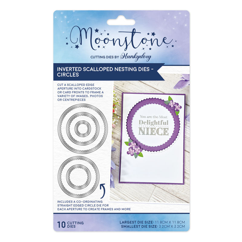 Moonstone Dies – Matrices de découpe emboîtables festonnées inversées – Cercles