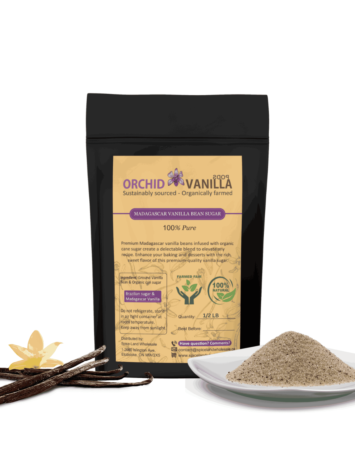 Sucre à la vanille de Madagascar <br> Élaboré avec de véritables gousses de vanille et du sucre de canne pur
