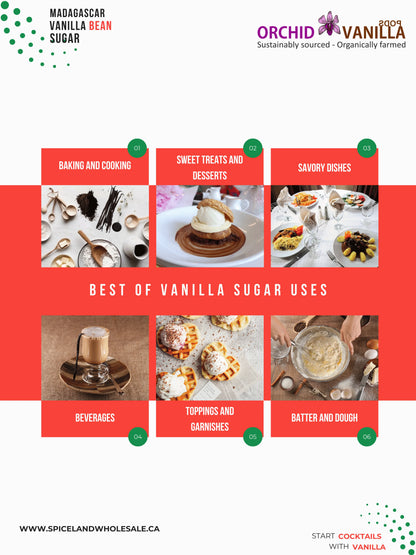 Sucre à la vanille de Madagascar <br> Élaboré avec de véritables gousses de vanille et du sucre de canne pur