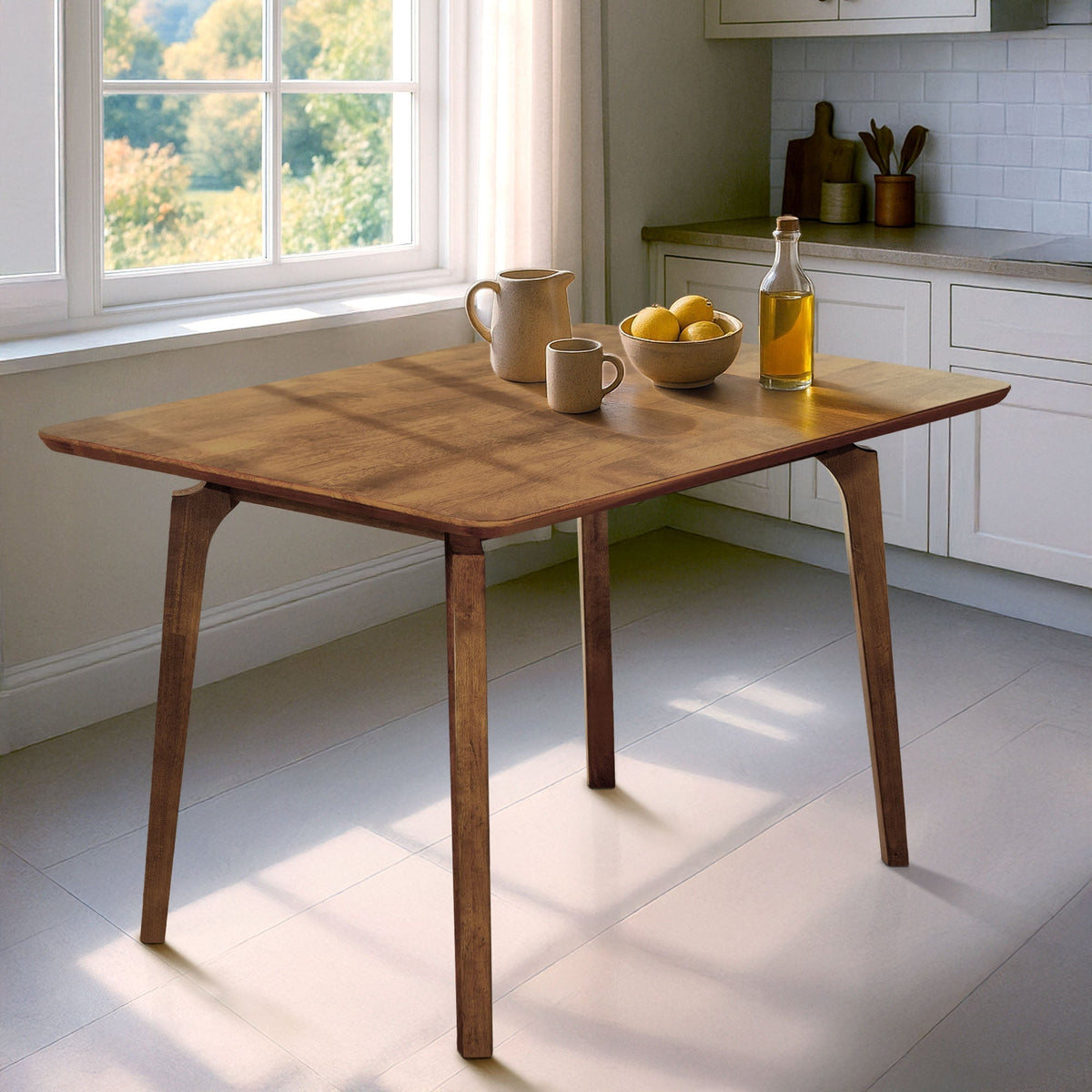 Table à manger en bois massif Acacia Verve de 48 pouces – Table de cuisine idéale pour 4