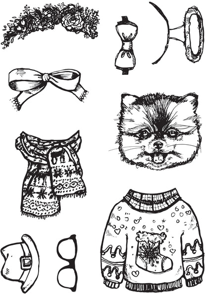 Creative Expressions Jane Davenport Merry Cutemas 6 in x 8 in Clear Stamp Set
