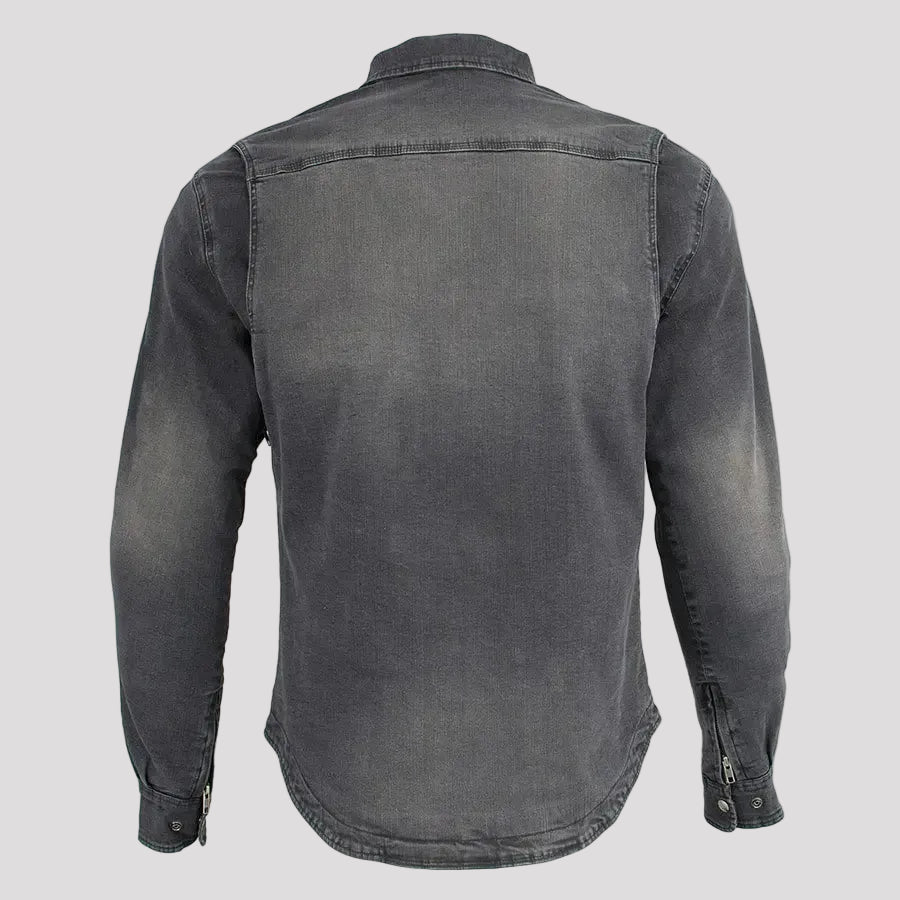 Veste chemise blindée en jean délavé pour homme Milwaukee Leather