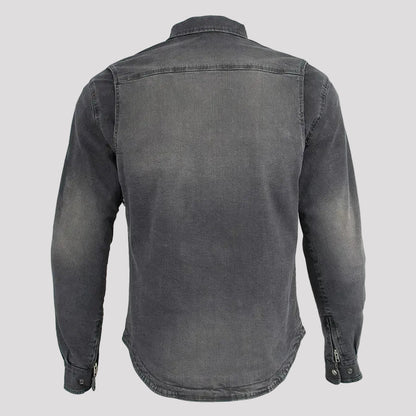 Veste chemise blindée en jean délavé pour homme Milwaukee Leather