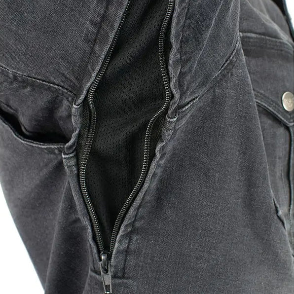 Veste chemise blindée en jean délavé pour homme Milwaukee Leather