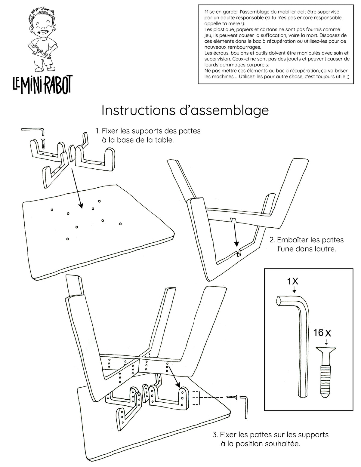 Kit évolutif table et chaises en bois pour enfants - Le Mini Curieux