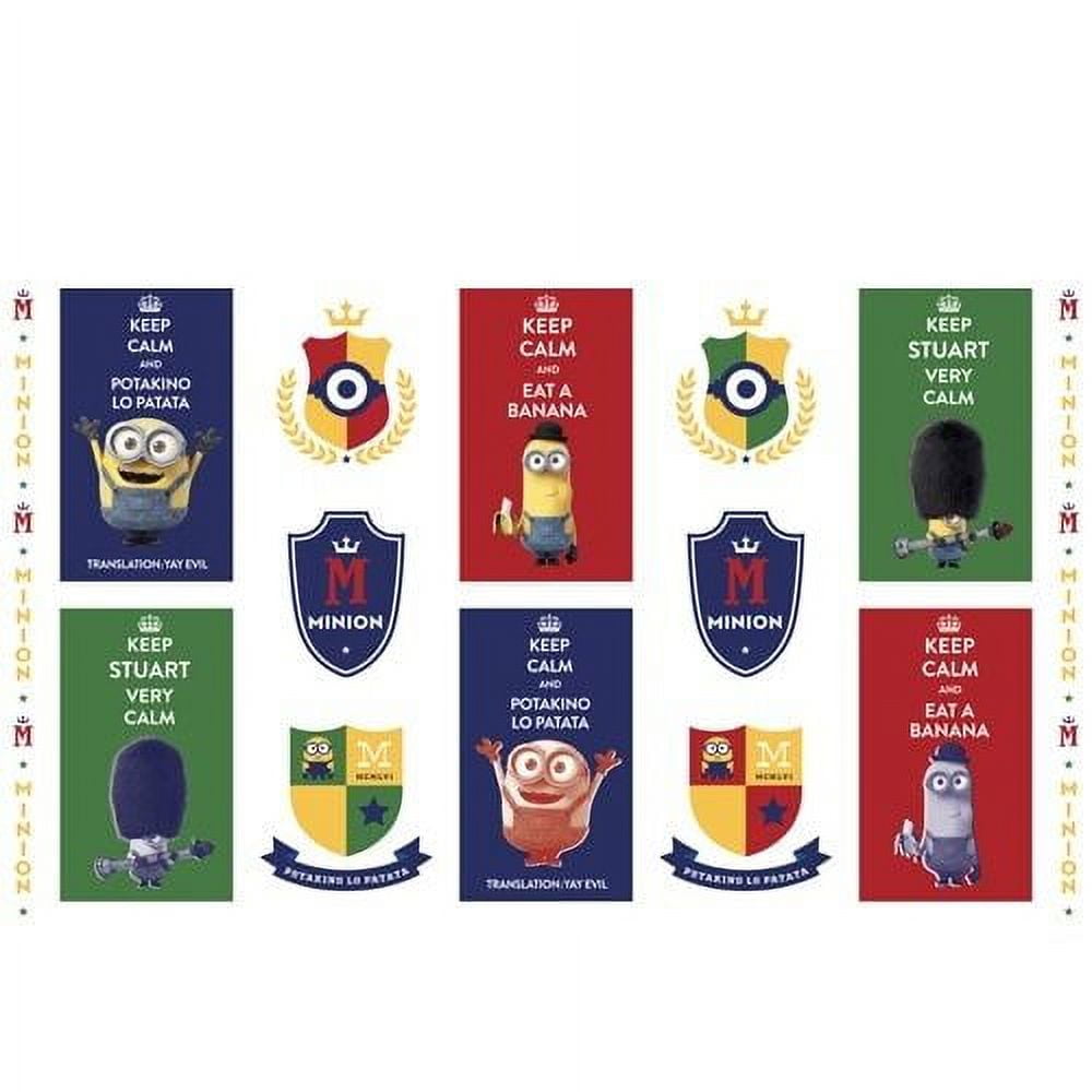 Minion : British Invasion Multi Keep Calm Patches Panel par Quilting Treasures