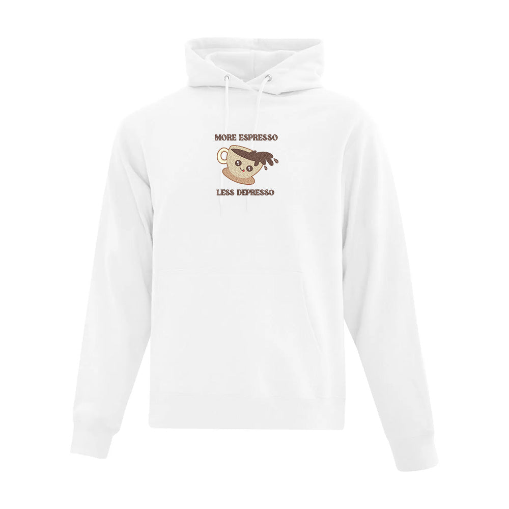 Sweat à capuche brodé « More Espresso Less Depresso »