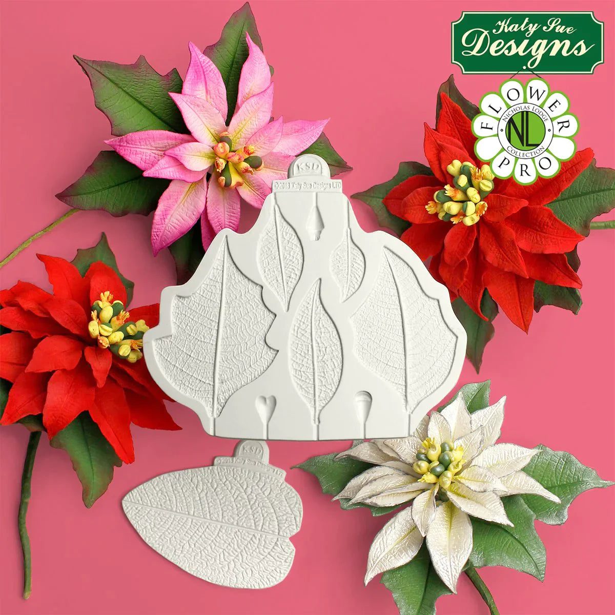 Moule en silicone Fleur de poinsettia Pro et texturisateur