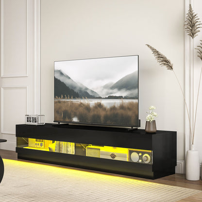 Meuble TV Hart lumineux pour téléviseurs jusqu'à 75" - Noir brillant