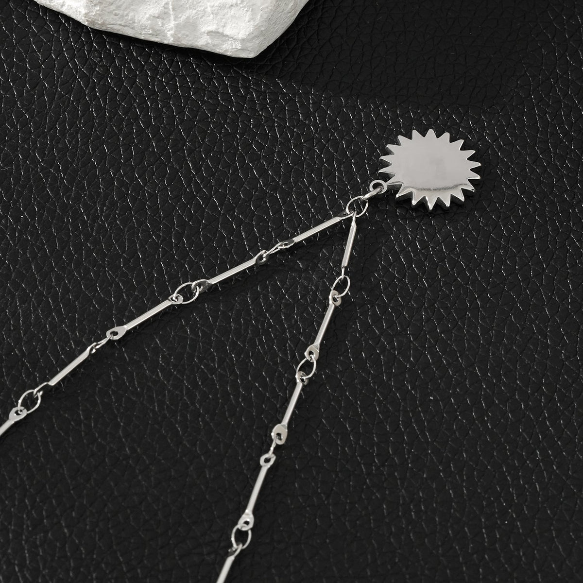 NOMIA Silver (White Gold): Radiant Sunburst Pendant Zirconia Chain Necklace