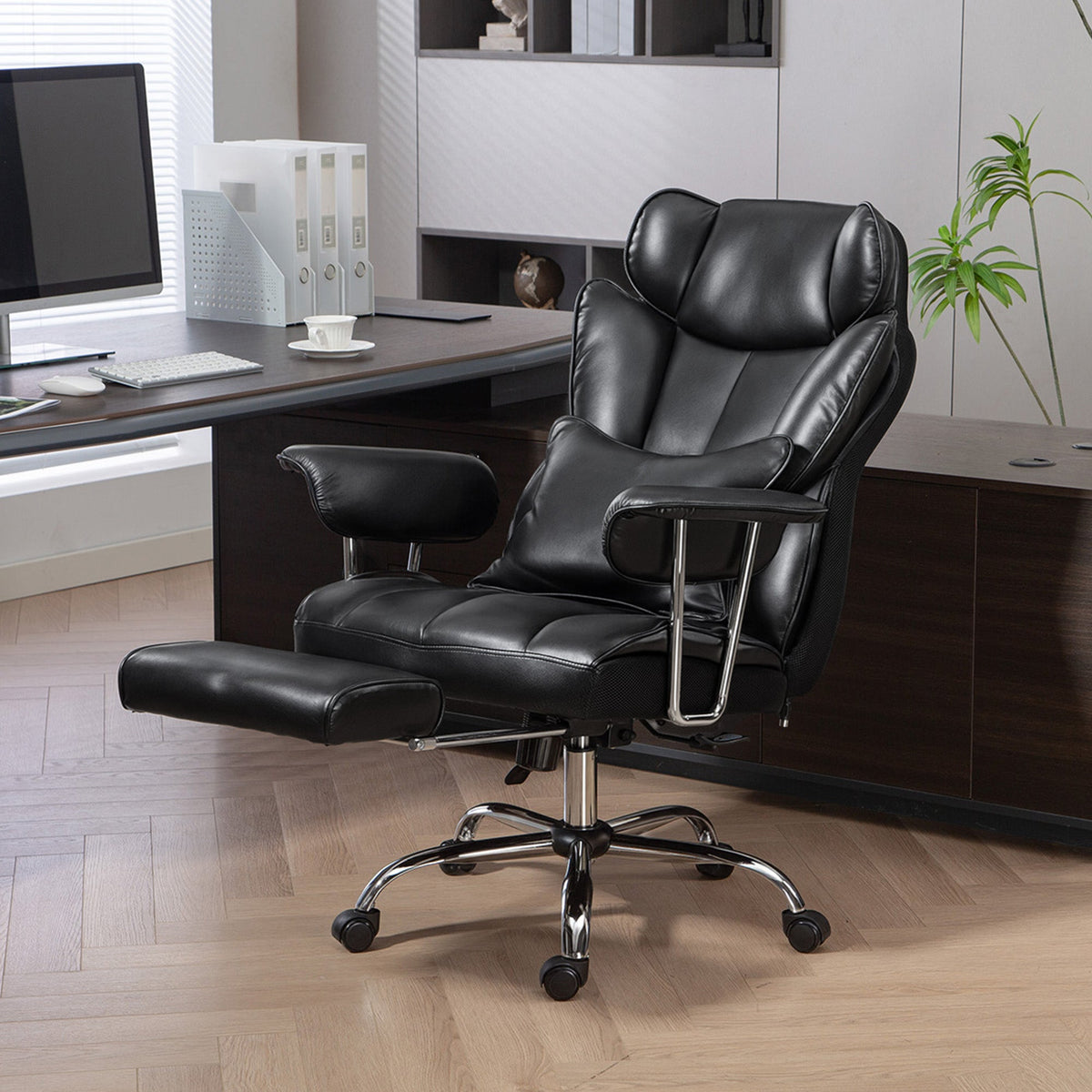 Fauteuil de bureau de direction Matteo avec 6 points de massage - Noir