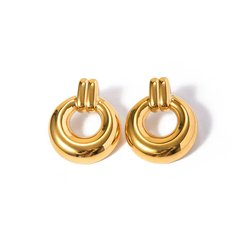 Boucles d'oreilles rondes en or, éclatantes