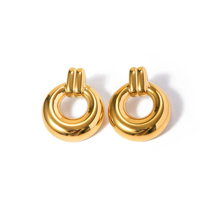 Boucles d'oreilles rondes en or, éclatantes
