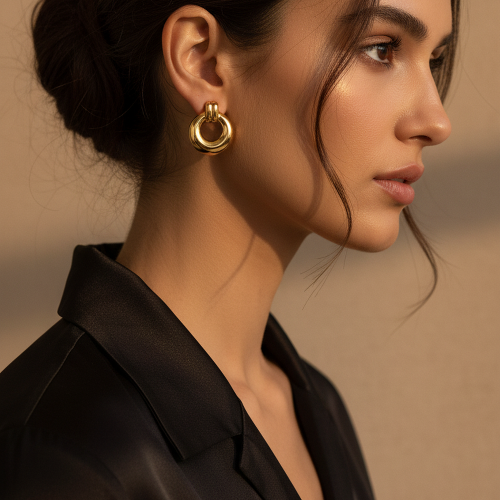 Boucles d'oreilles rondes en or, éclatantes