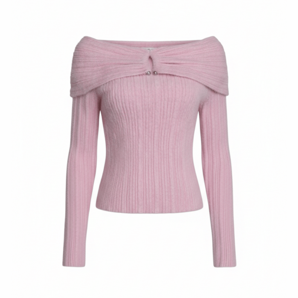 Épaule dénudée-Rose-Pull