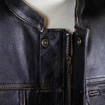 Gilet de motard en cuir vieilli Open Road pour hommes