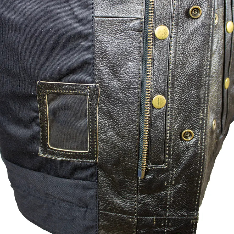 Gilet de motard en cuir vieilli Open Road pour hommes