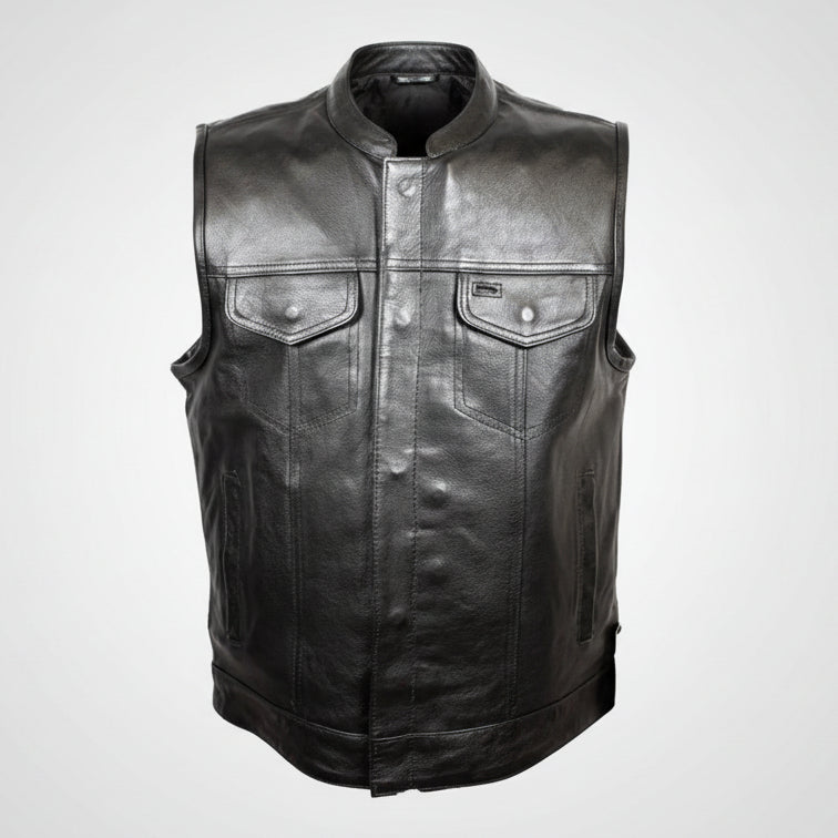 Gilet en cuir doublé flanelle pour homme Open Road Club