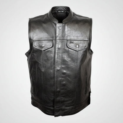 Gilet en cuir doublé flanelle pour homme Open Road Club