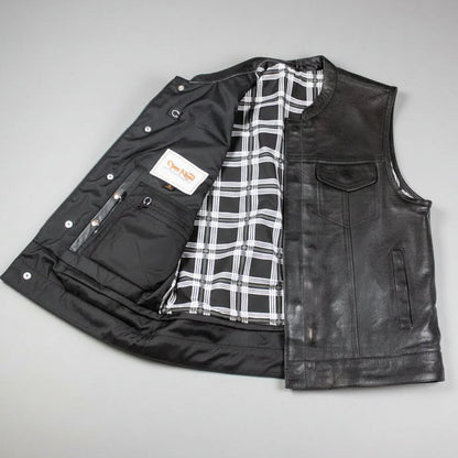 Gilet en cuir doublé flanelle pour homme Open Road Club