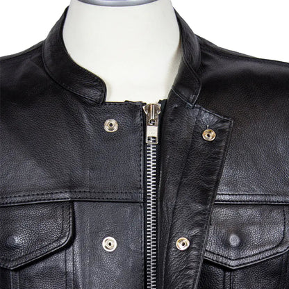 Gilet en cuir doublé flanelle pour homme Open Road Club