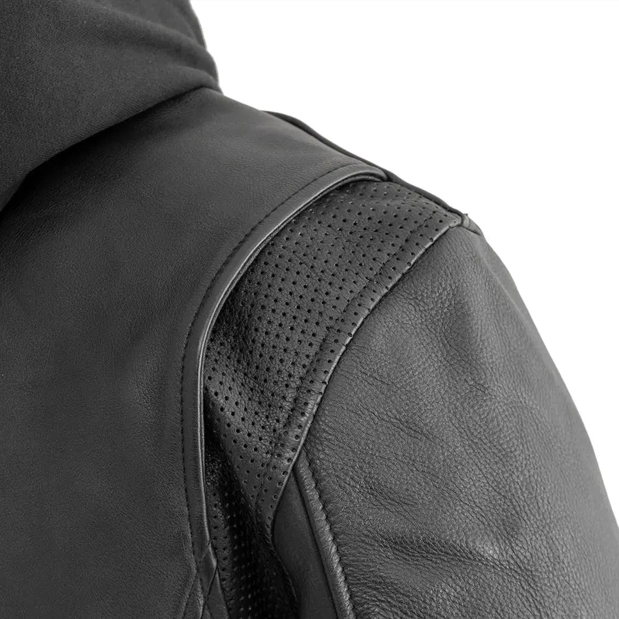 Blouson de moto en cuir à capuche Open Road pour homme