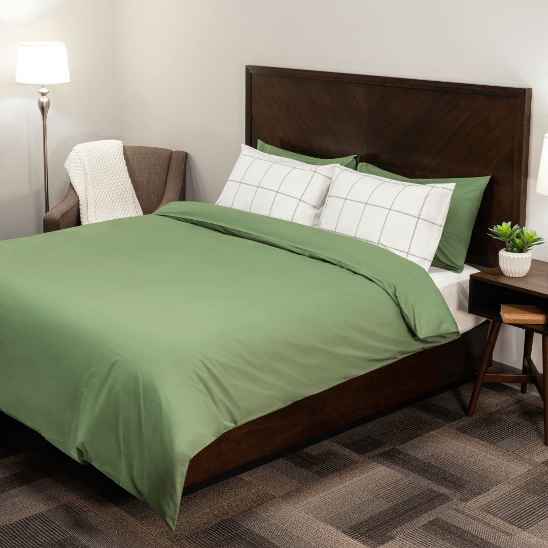 Housse de couette et taies d'oreiller en percale de coton bio essentielle