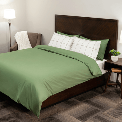 Housse de couette et taies d'oreiller en percale de coton bio essentielle