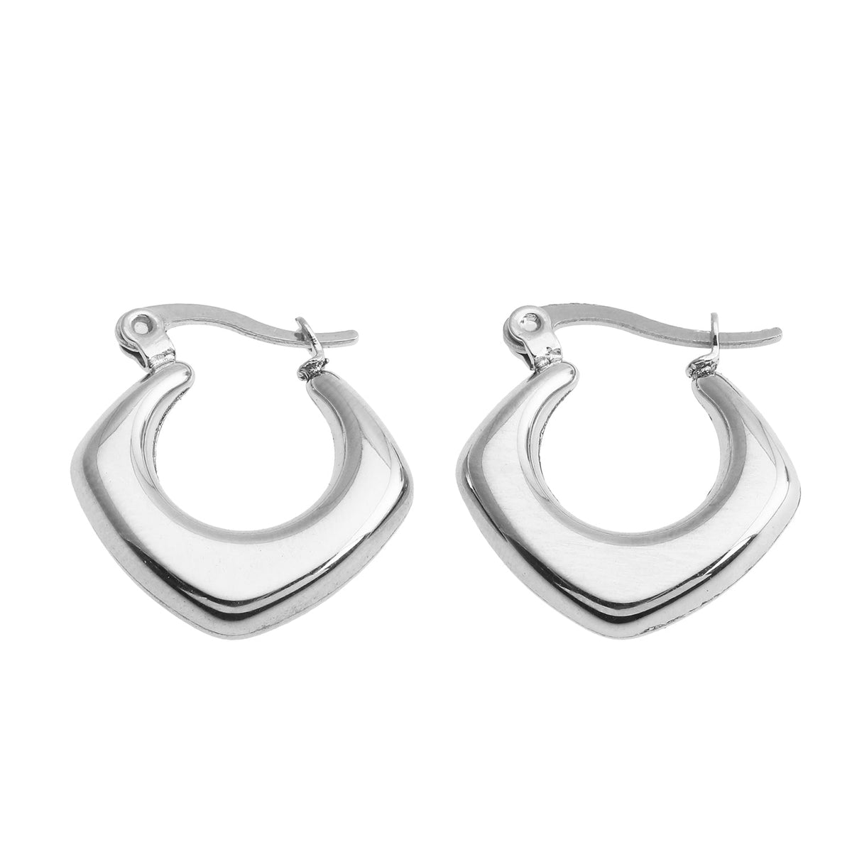 MARIYA Squared Rounded Hoop Earrings Silver