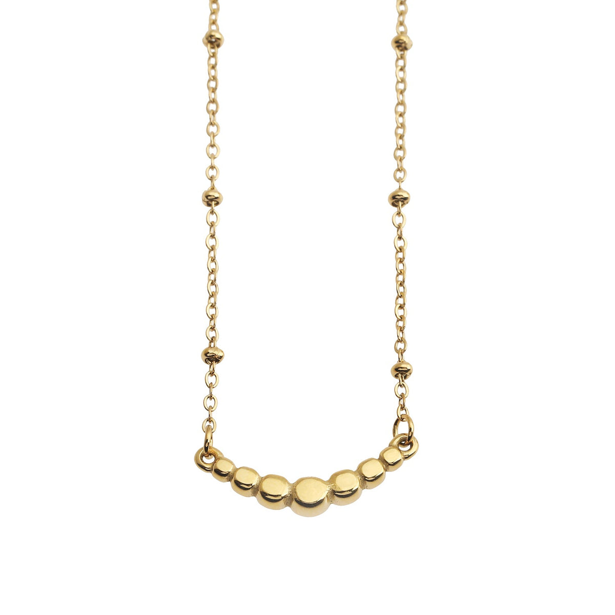 KIMI Beaded Gold Chain with Dainty Pavé-Set Zirconia Pendant