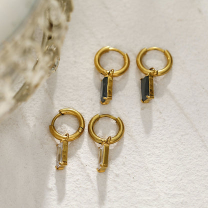 CACA Gold : Boucles d'oreilles créoles avec cristaux transparents, style vintage