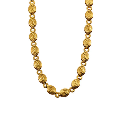 ANTHEA : Collier chaîne perlé ovale à motifs