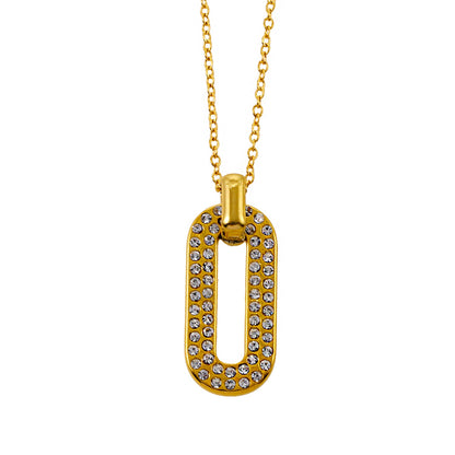 ASKIRA : Chaîne combinée torsadée avec un pendentif ovale orné de zircone
