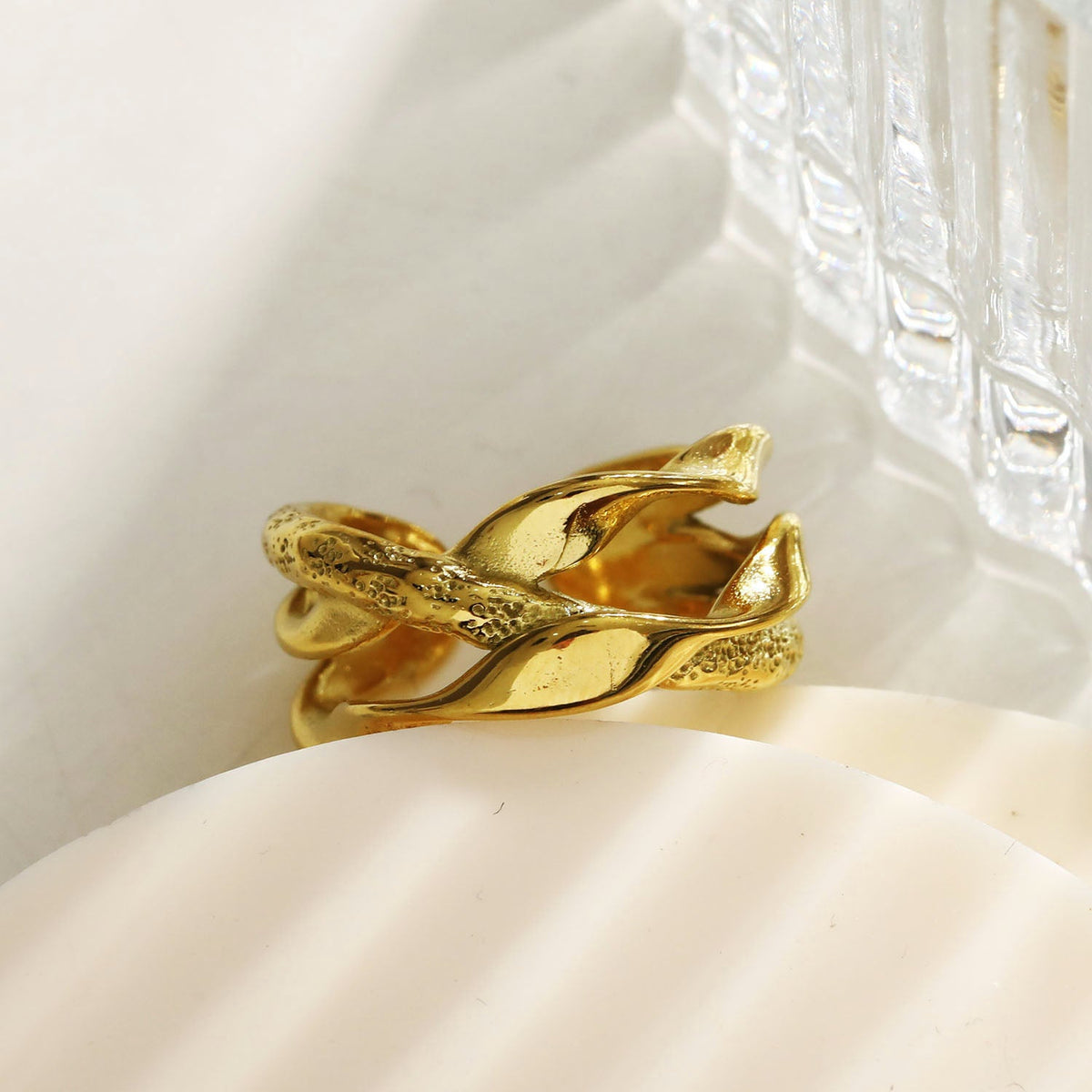 ORBANA: Partially Hammered Abstract Design Multi Stacked Ring