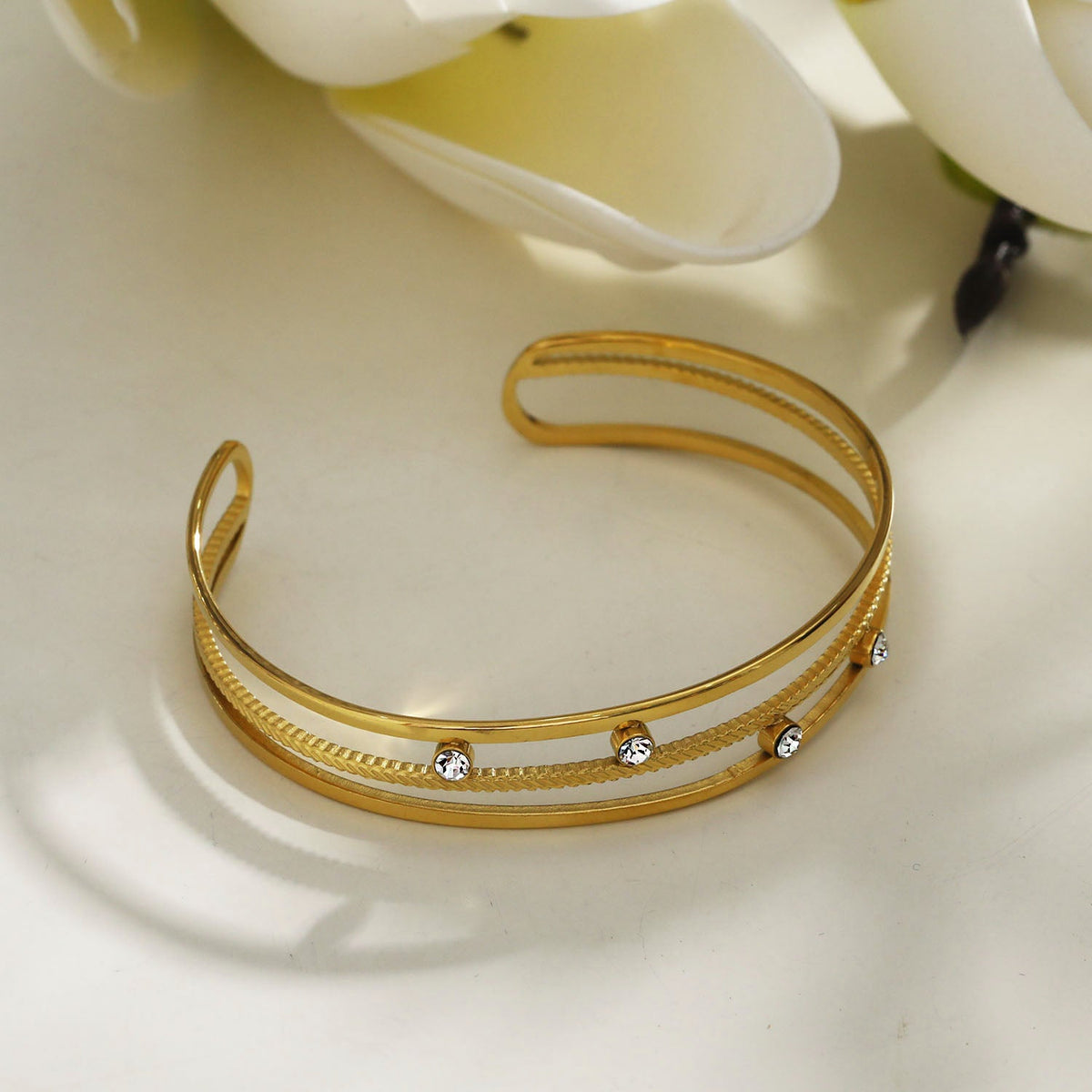 LADARIA 'Trio of Cuffs' Bracelet with Zirconia Highlights