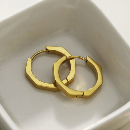 Boucles d'oreilles créoles contemporaines hexagonales BOLZANO Gold