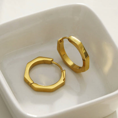 Boucles d'oreilles créoles contemporaines hexagonales BOLZANO Gold