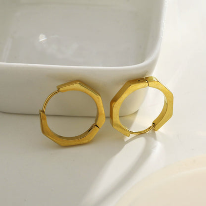 Boucles d'oreilles créoles contemporaines hexagonales BOLZANO Gold